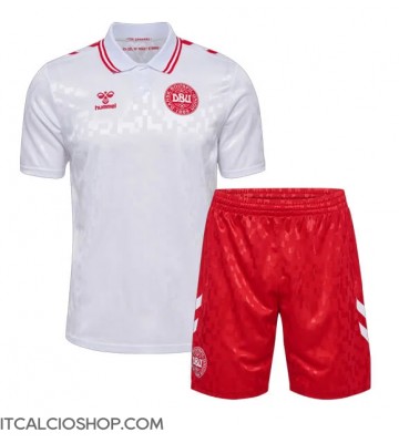 Danimarca Seconda Maglia Bambino Europei 2024 Manica Corta (+ Pantaloni corti)